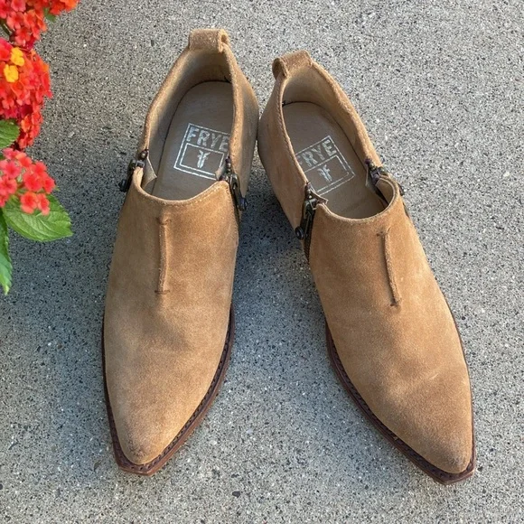 🐬 Frye Sacha Moto Shootie Tan Suede  Boot - Picture 13 of 15